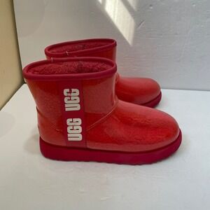 UGG CLASSIC CLEAR MINI BOOTS IN RED